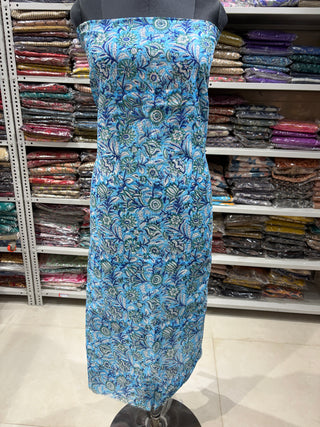 Handblock Chanderi Suit Material with Chanderi Dupatta(Lining Included)