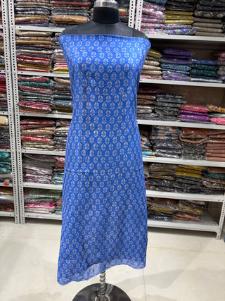 Handblock Chanderi Suit Material with Chanderi Dupatta(Lining Included)
