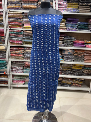 Cotton Dabu Indigo Handblock Office Wear Suit fabric with Kota doria Dupatta