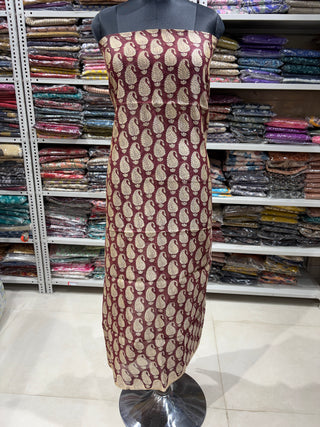 Handblock Chanderi Suit Material with Chanderi Dupatta(Lining Included)