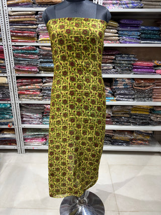 Vanaspati Handblock Chanderi Suit Material with Chanderi Dupatta(Lining Included)
