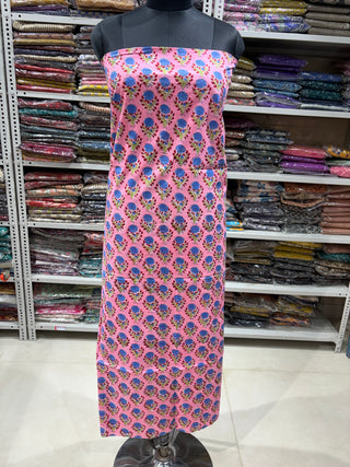 Cotton Handblock Office Wear Suit fabric with Kota Doria Dupatta (Code : 979)