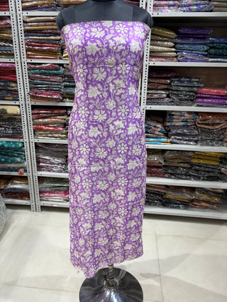 Handblock Chanderi Suit Material with Chanderi Dupatta(Lining Included)