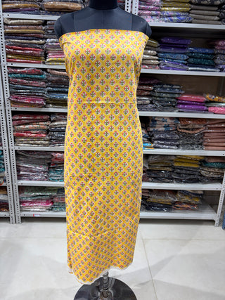 Cotton Handblock Office Wear Suit fabric with Kota Doria Dupatta