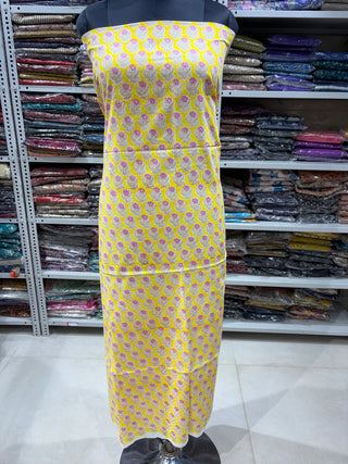 Cotton Handblock Office Wear Suit fabric with Kota Doria Dupatta