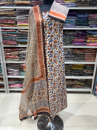 Handblock Cotton Suit Material with Kota Doria Dupatta