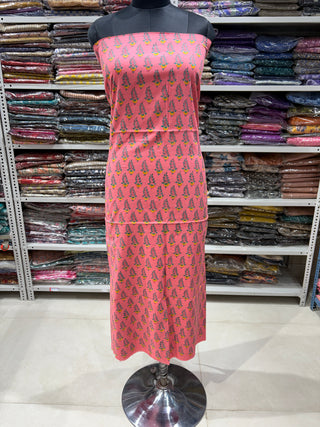 Cotton Handblock Office Wear Suit fabric with Kota Doria Dupatta