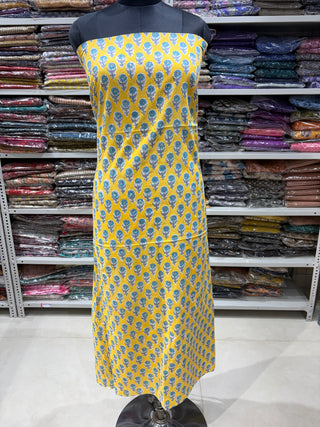 Cotton Handblock Office Wear Suit fabric with Kota Doria Dupatta