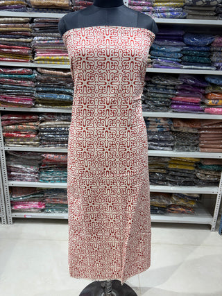 Cotton Handblock Office Wear Suit fabric with Kota Doria Dupatta