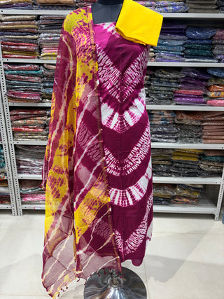 Cotton Handblock Office Wear Suit fabric with Kota Doria Dupatta