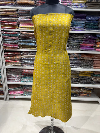 Akola Handblock Chanderi Suit Material with Chanderi Dupatta(Lining Included)