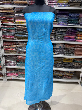 Handblock Chanderi Suit Material with Chanderi Dupatta(Lining Included)