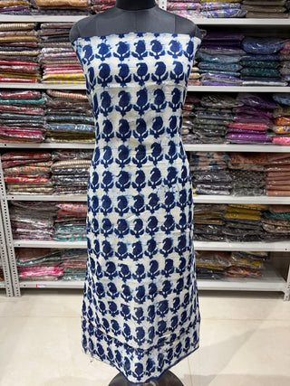 Handblock Chanderi Suit Material with Chanderi Dupatta(Lining Included)