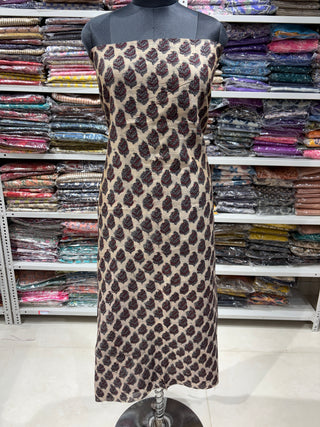 Vanaspati Handblock Chanderi Suit Material with Chanderi Dupatta(Lining Included)