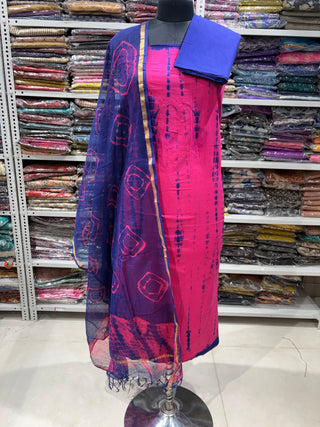 Cotton Handblock Office Wear Suit fabric with Kota Doria Dupatta