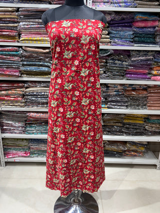 Cotton Handblock Office Wear Suit fabric with Kota Doria Dupatta (Suit Fabric #2460)