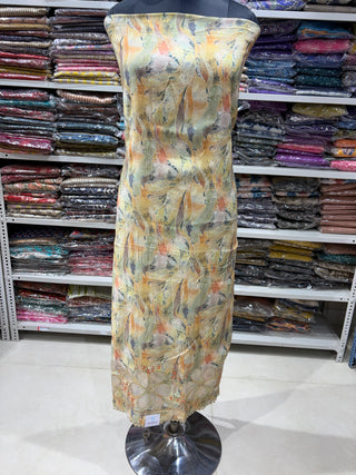 Muslin Party Wear Suit Fabric with printed muslin dupatta