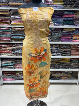 Shimmer Party Wear Suit Fabric with Banarasi dupatta