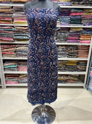Blue Hand block kota doria suit set for office wear (with extra lining included)