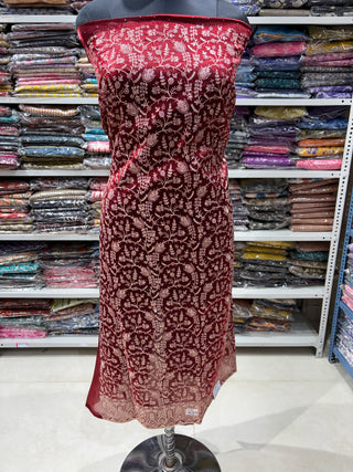 Maroon Color Crushed Shimmer Party Wear Designer Suit fabric with dupatta