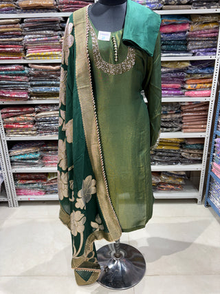 Tissue Party Wear Suit Fabric with tissue dupatta