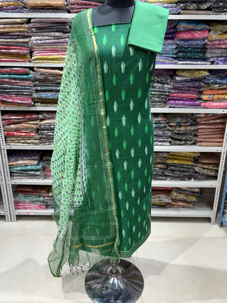 Green south Cotton Ikkat Handloom Office Wear Suit