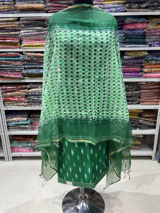 Green south Cotton Ikkat Handloom Office Wear Suit