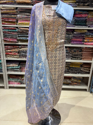 Mauve Color Silk Party Wear Designer Suit fabric with silk dupatta