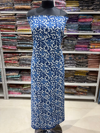 Indigo color Handblock Office Wear Suit fabric with Kota doria Dupatta