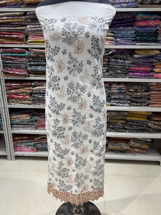 Off White Cotton Office Wear Suit Fabric with Cotton Dupatta