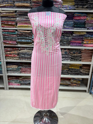 Pink Office Wear Suit fabric with chiffon dupatta