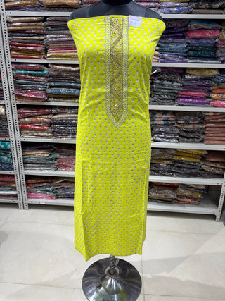 Light Green Office Wear Suit fabric with Chiffon Dupatta