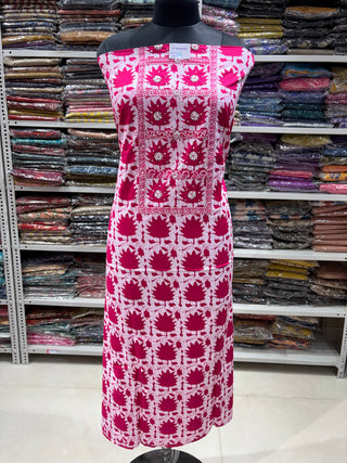 Cotton Office Wear Pink Suit with Chiffon Dupatta