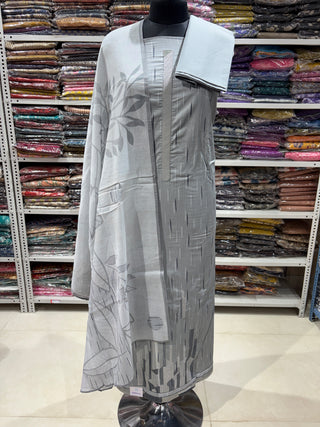 Ganga Brand Premium Cotton Grey Office Wear Suit Cotton Dupatta