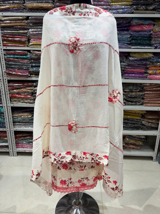 Pink Color Office Wear Suit Dress Material fabric with cotton dupatta