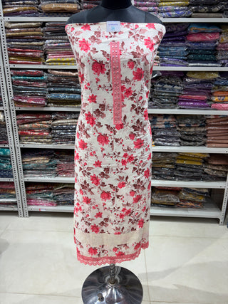 Pink Color Office Wear Suit Dress Material fabric with cotton dupatta