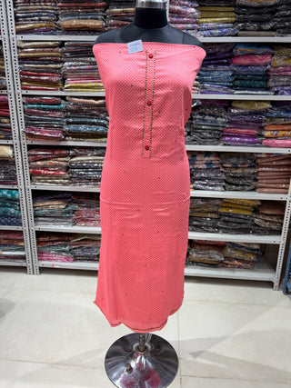 Premium Cotton Suit with gotaa patti work on neck and Bandhini dupatta