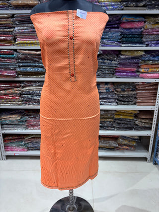 Premium Cotton Suit with gotaa patti work on neck and Bandhini dupatta