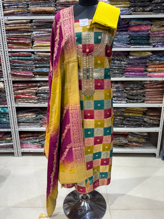 Party Wear Silk Suit Fabric and silk dupatta