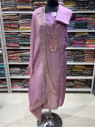 Mauve Shimmer Party Wear Designer Suit fabric with dupatta