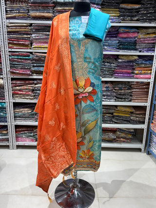 Shimmer Party Wear Suit Fabric with Banarasi dupatta