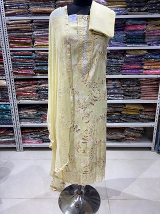 Office Wear Suit fabric with Pure Chiffon Dupatta