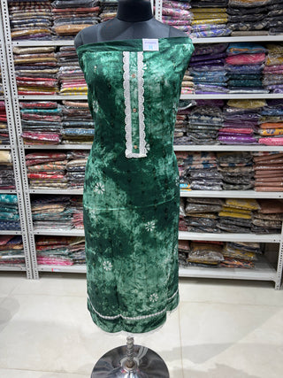 Dark Green Office Wear Suit Dress Material with Pure Chiffon Dupatta