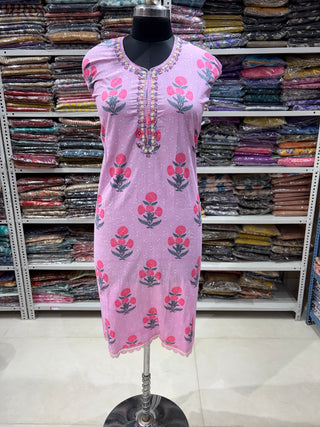 Pure Cotton Office Wear Suit with  Cotton Dupatta Fabric with neck embroidery