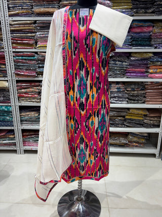 Ikkat Mirror Work Gota Patti Party Wear Suit