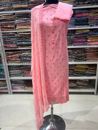 Office Wear Suit fabric with Pure Chiffon Dupatta