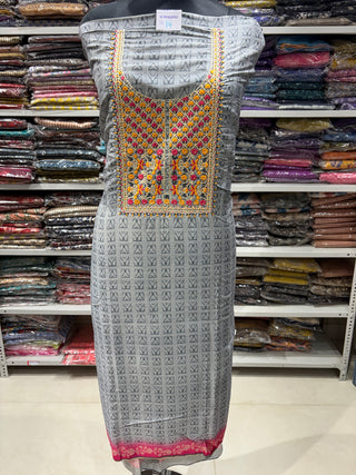 Maheshwari silk Party Wear Suit Fabric and maheshwari dupatta (Gray)