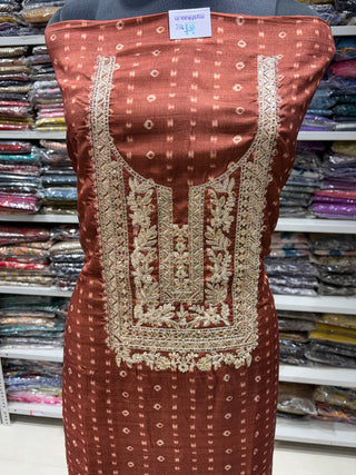 Brown Maheshwari Silk Office Wear Designer Suit fabric with maheshwari silk dupatta