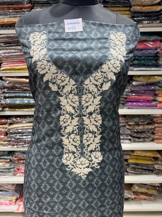 Gray Maheshwari Silk Office Wear Designer Suit fabric with maheshwari silk dupatta