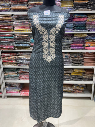 Gray Maheshwari Silk Office Wear Designer Suit fabric with maheshwari silk dupatta